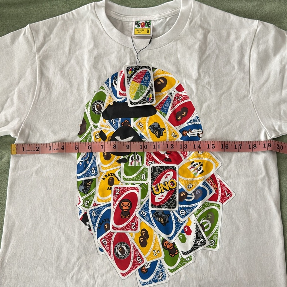 NEW & RARE!!!   BAPE X UNO APE HEAD TEE WHITE & playing cards. - Picture 3 of 9